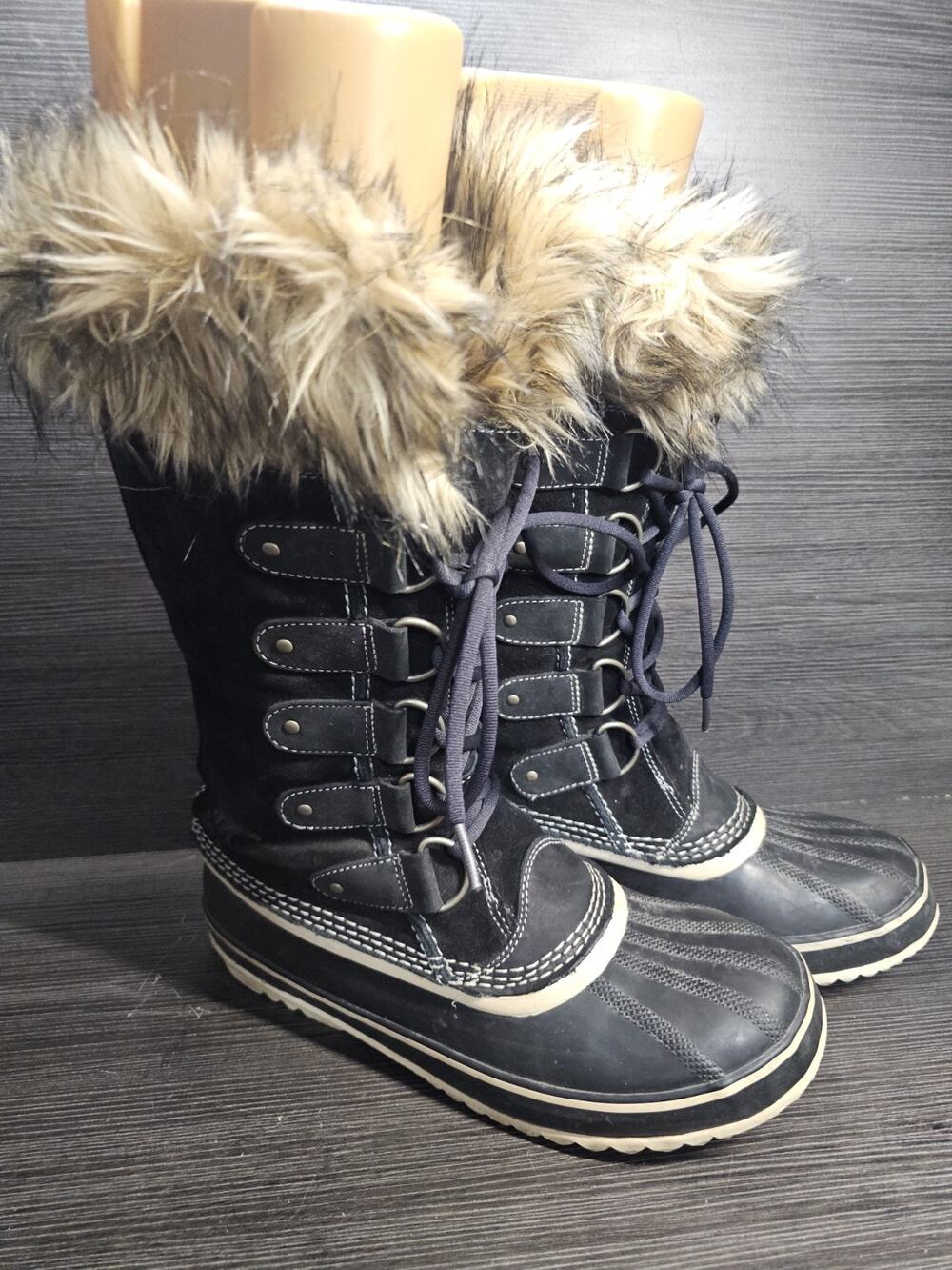 Sorel Women's Joan of Arctic Black Suede Waterproof Boots size 10.5 Winter